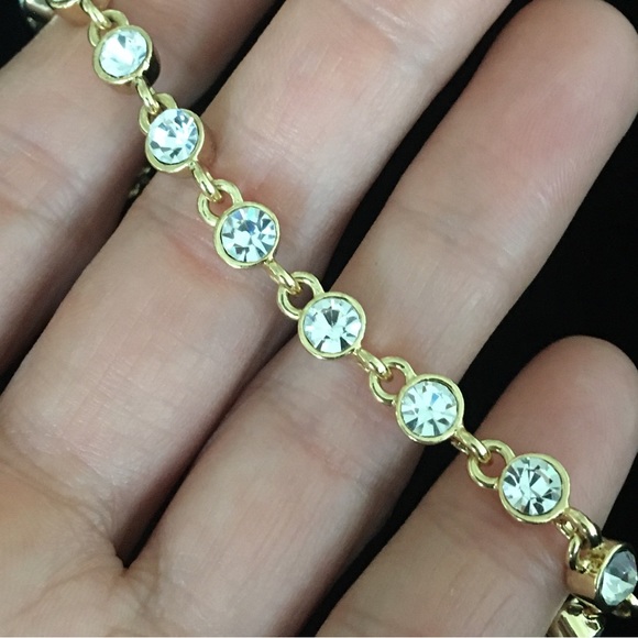 Gold and White CZ Rhinestone Bracelet - Picture 3 of 8